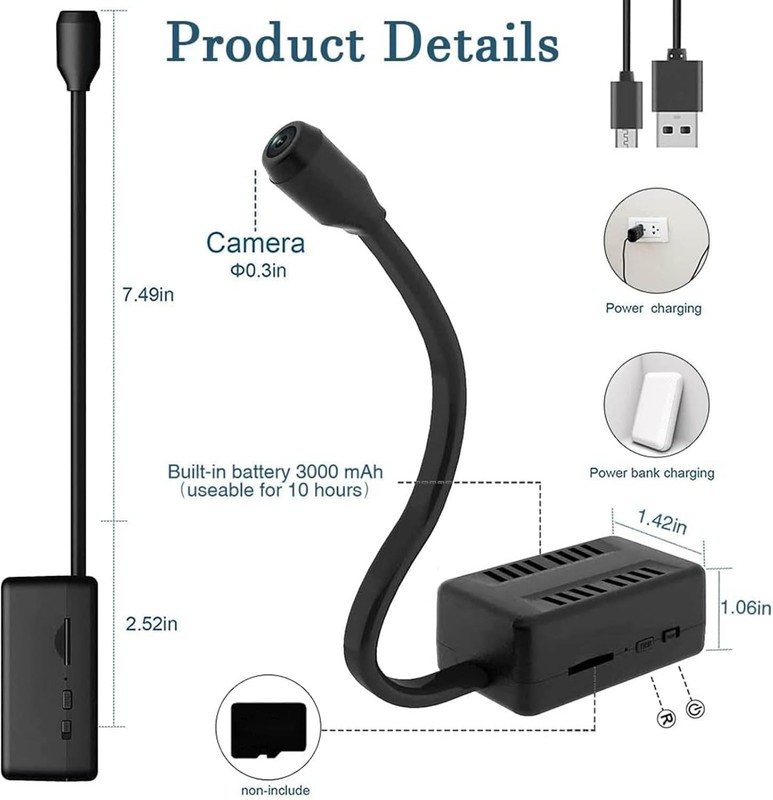 Mini Surveillance Camera Small Adjustable Snake Lens Photo Video HD 1080P X7 gallery