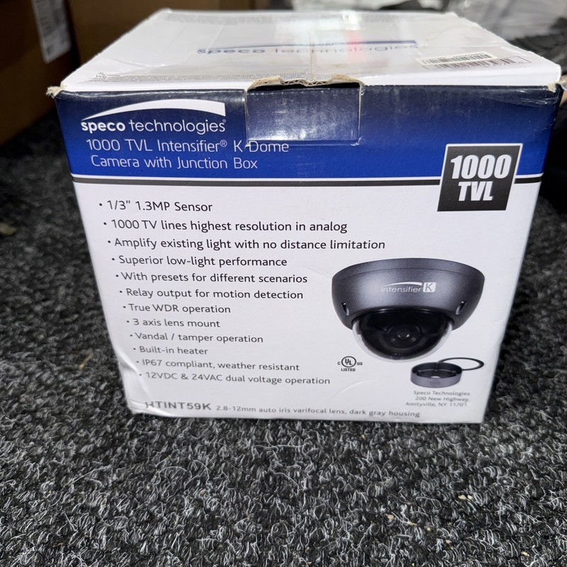 NEW Speco Technologies 1000 TVL Intensifier K Dome Camera w/ Junction Box