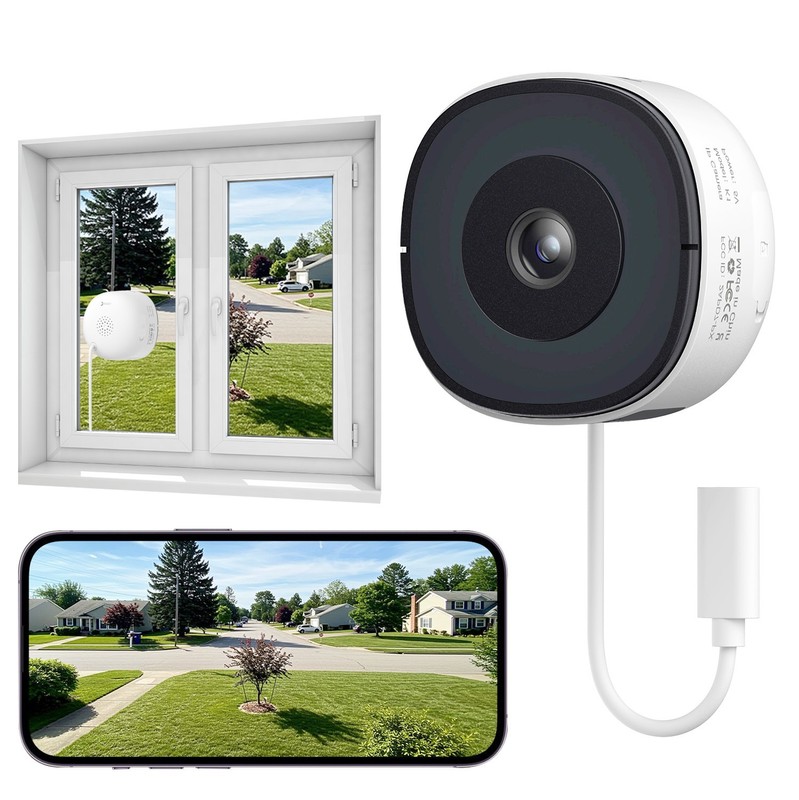 Wansview Window Camera Security Camera Indoor 2K WiFi for Home 24/7 Recording