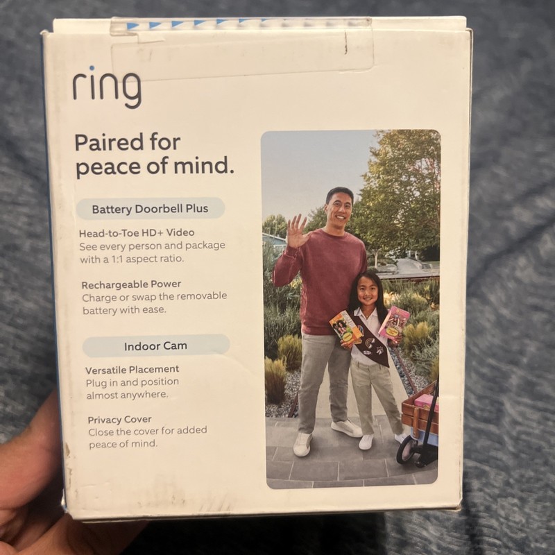Ring Essential Security Set with Battery Doorbell & Indoor Cam NEW SEALED gallery