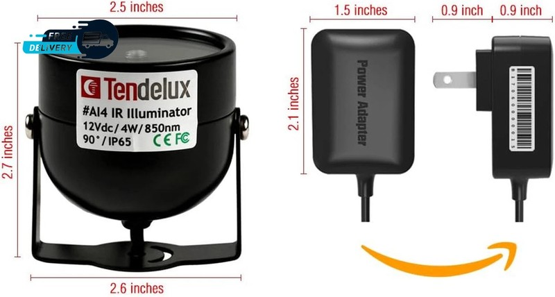 80Ft IR Illuminator | AI4 No Hot Spot Wide Angle Infrared Light for Security gallery