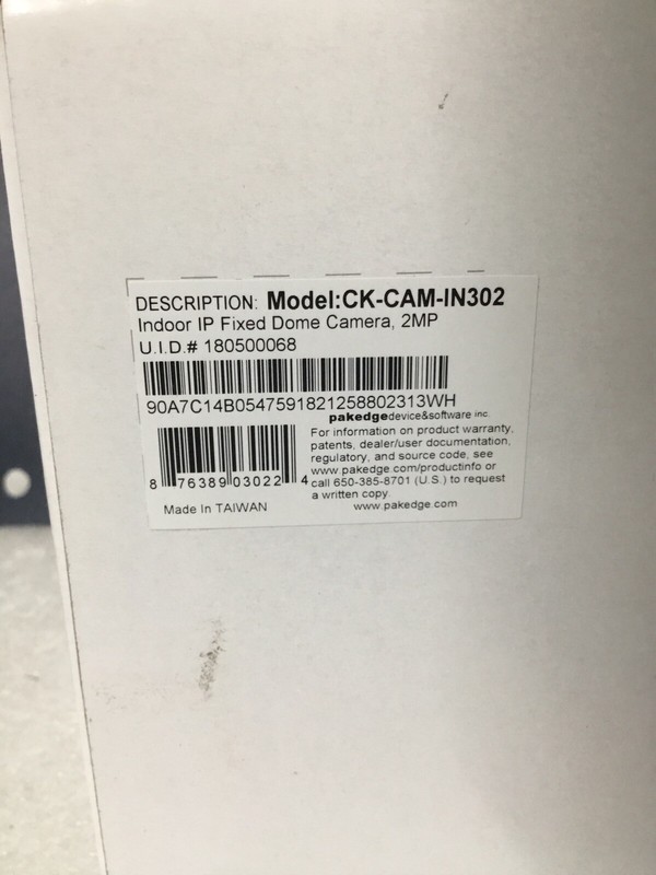 Pakedge CK-CAM-IN302 Security Network Color Camera 2MP 1080p ePTZ PoE LEDs NEW! gallery