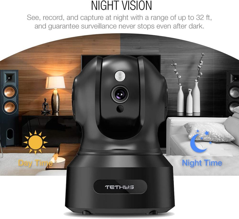 Wireless Security Camera 1080P Indoor [Work with Alexa] Pan/Tilt Wifi Smart IP C gallery