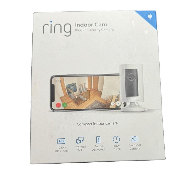Ring Indoor Cam Compact Plug-In HD Security Camera with two-way talk – White