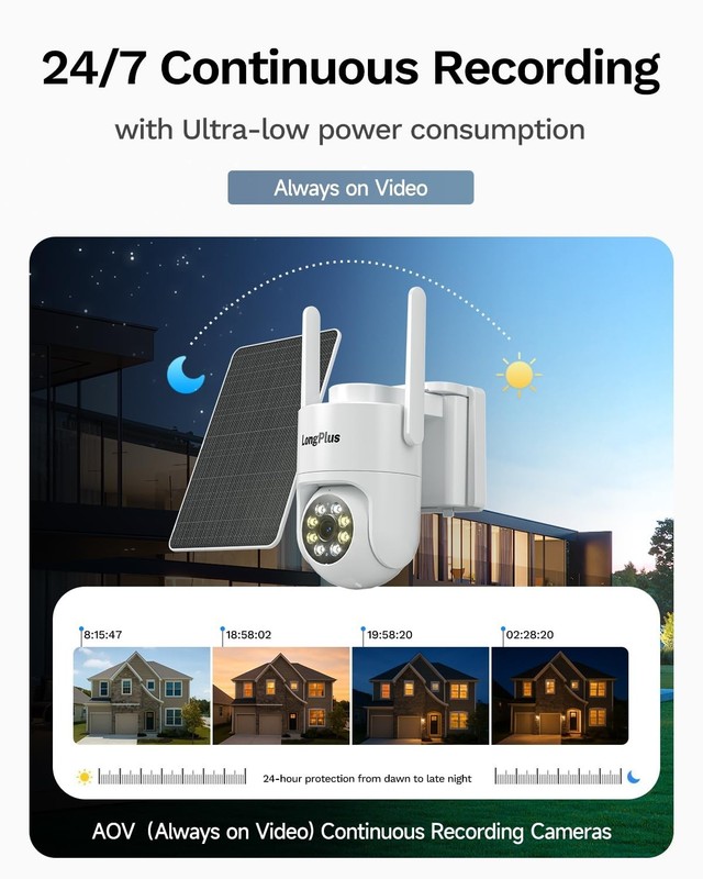 4G LTE Solar Security Camera - Wireless Outdoor, 2K Night Vision, 360° View, PIR gallery