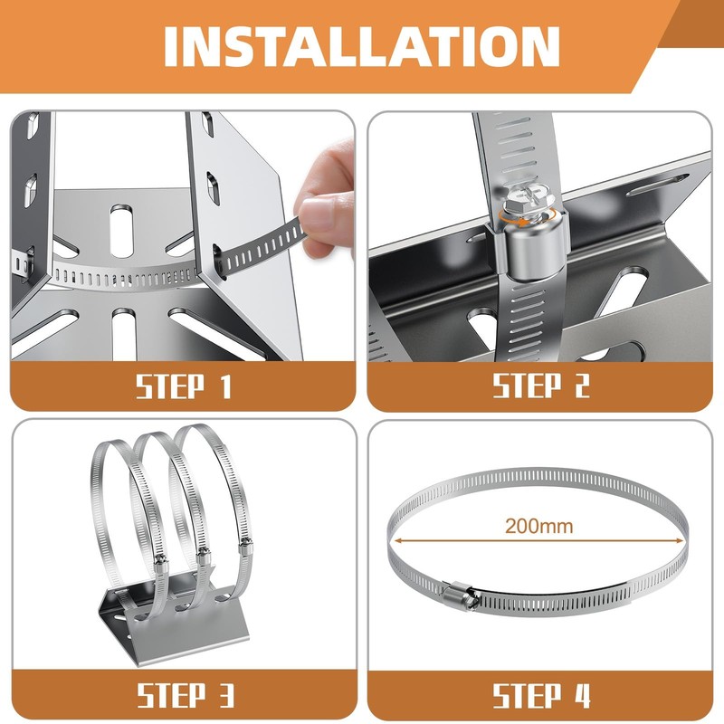 Universal Wall Mounting Bracket 6 Loops Stainless Steel Pole Mount 2 Pack gallery