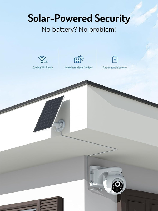 Solar Outdoor Camera Wireless, 360° PTZ Security Cameras Wireless Outdoor with H gallery