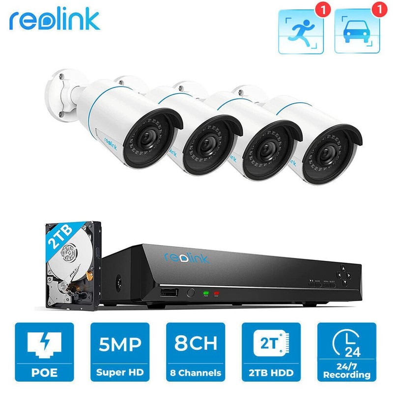 Reolink 5MP 8CH NVR PoE IP Security Camera Kit with Person/Vehicle Detection gallery