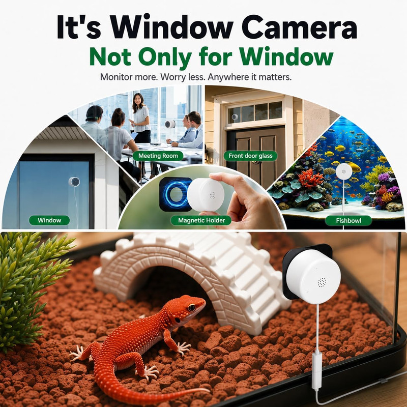 2K No-Drill Window Security Cameras, 2Packs Magnetic Cameras for Home Security, gallery