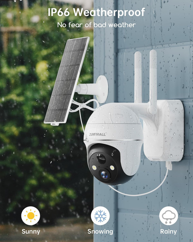 4-Pack 2K Solar Security Cameras, 360° View, Night Vision, AI Alerts gallery
