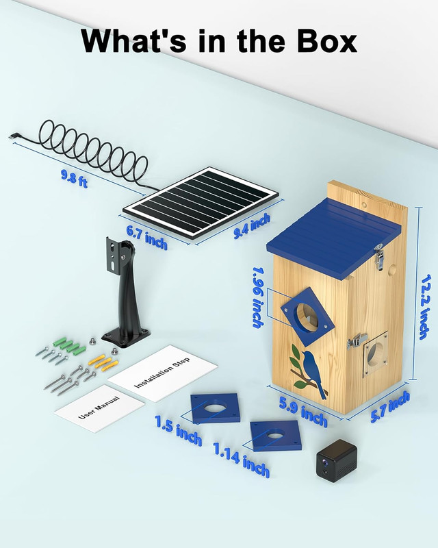Smart Bird House with Camera Solar Powered,Isolated Camera Bay & Bird-Safe Varni gallery