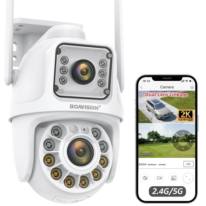 5G/2.4G WiFi Outdoor Security Camera, Wireless PTZ Dual Lens, 360° View, AI H…