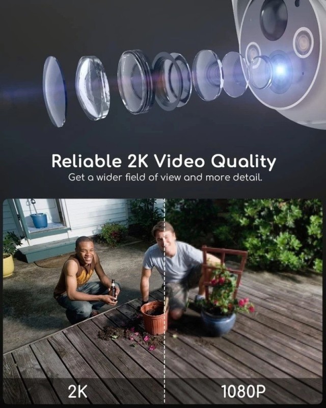Outdoor 2K 360° PTZ Security Camera Wireless PIR Motion Sensor, IP65, Battery gallery