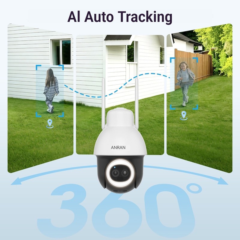 5MP Wireless Solar Powered Security Camera Outdoor WiFi PTZ Home 24/7 Recording gallery