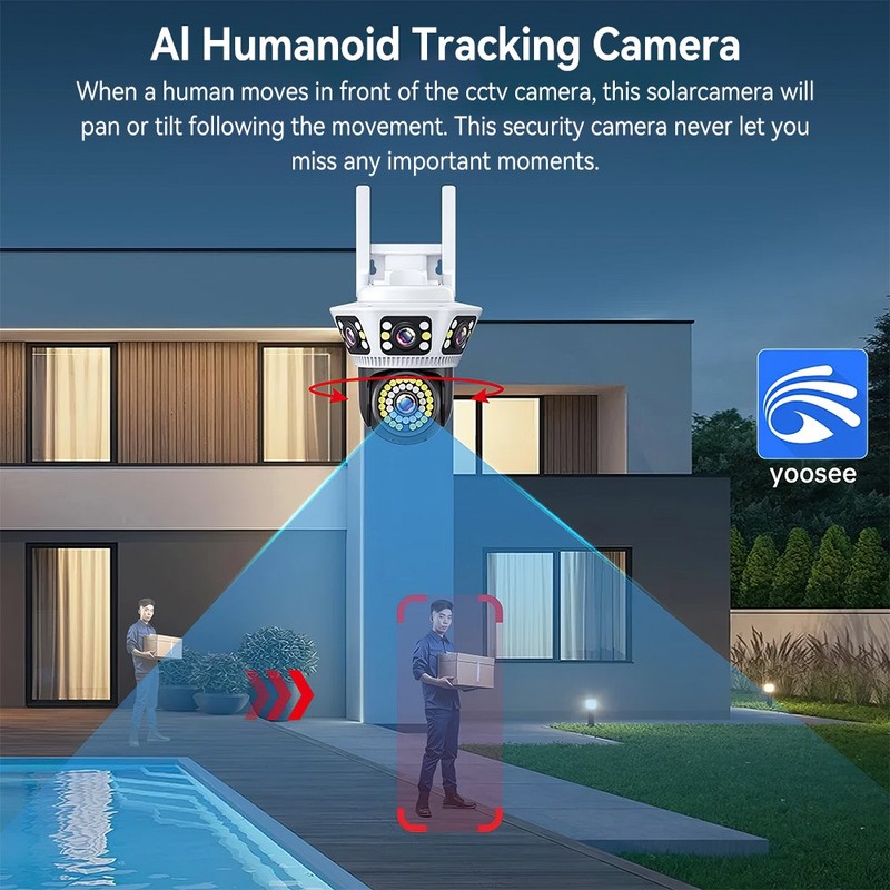 HD Outdoor WiFi IP Camera Triple Lens CCTV PTZ Security Home IR Cam Night Vision gallery