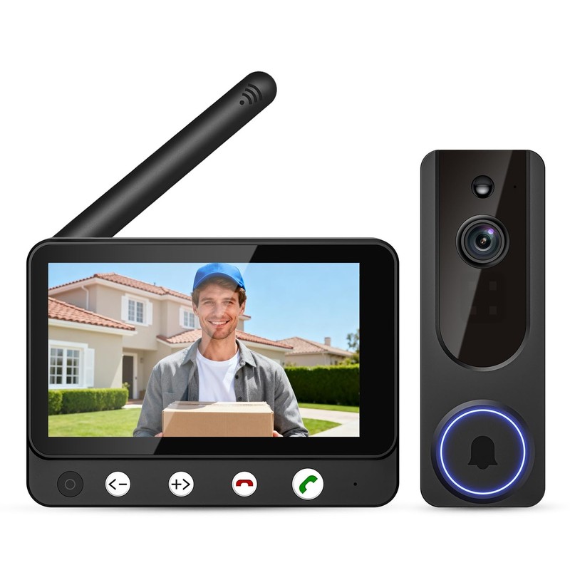 Daxadripo Wireless Doorbell Camera Video Monitor with Display 4.5″ Screen Ind…