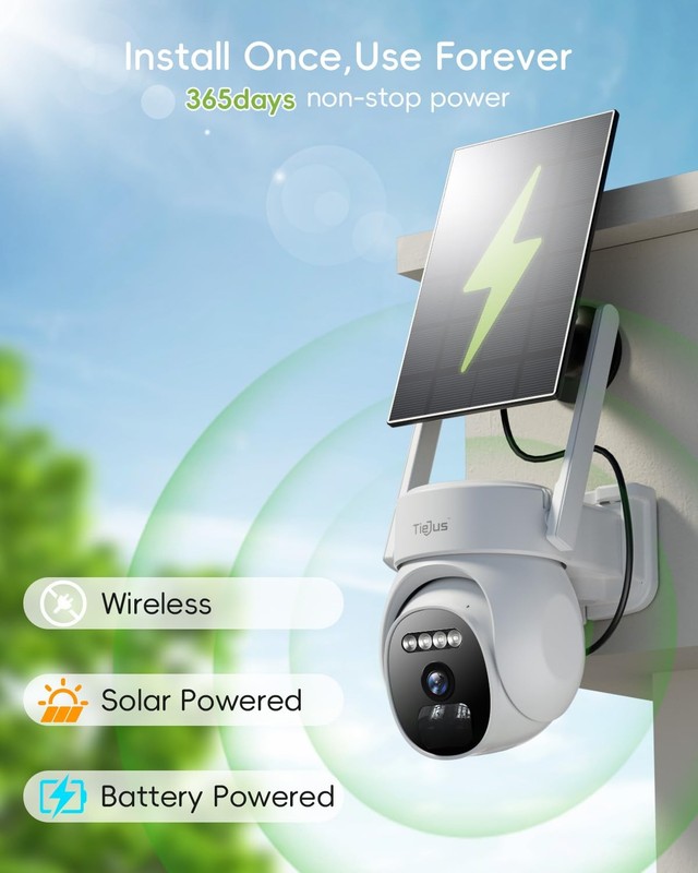 Solar Security Camera 2K HD Wireless Outdoor 2.4G/5G - Auto Tracking, IP66 gallery