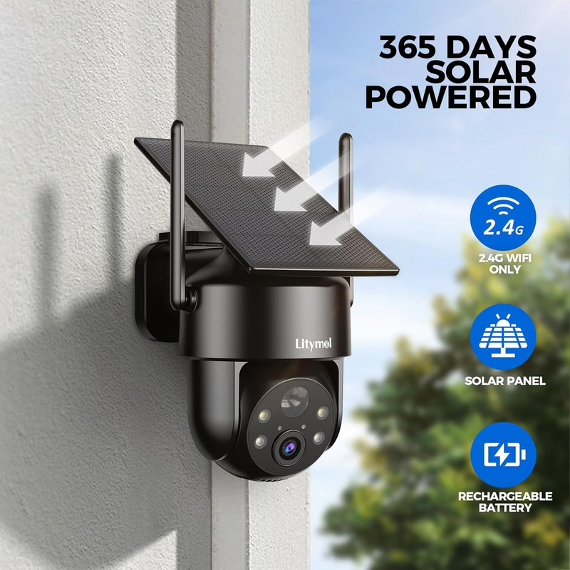 2K 2.4G Wifi Security Cameras Wireless Outdoor, 360° View Solar Cameras for Home gallery