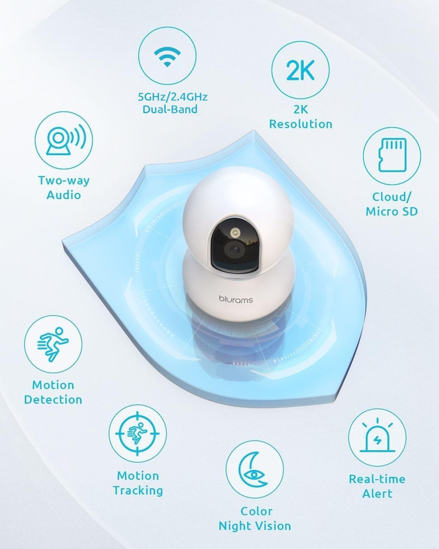 5G Cameras for Home Security, 2K Pet Camera with Phone App, 360° PTZ Indoor Came gallery
