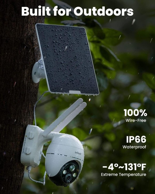 ieGeek Solar 4G LTE Security Camera, 2K Wireless, No Internet Required gallery