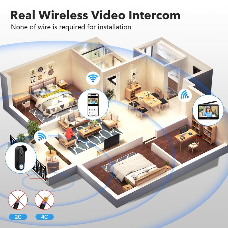 Wireless Smart Video Doorbell Intercom System, WiFi 1080P Video Doorbell Came... gallery