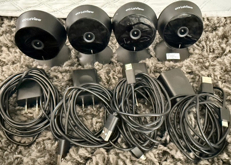 LaView 6-Pack Indoor(4) Outdoor(2) 1080p Wired Wi-Fi IP Cameras USB Power