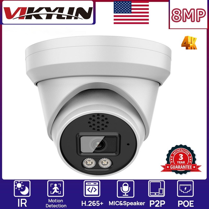 VIKYLIN Turret POE IR30M 8MP 4K IP Surveillance CAMERA MIC&Speaker Outdoor CCTV gallery