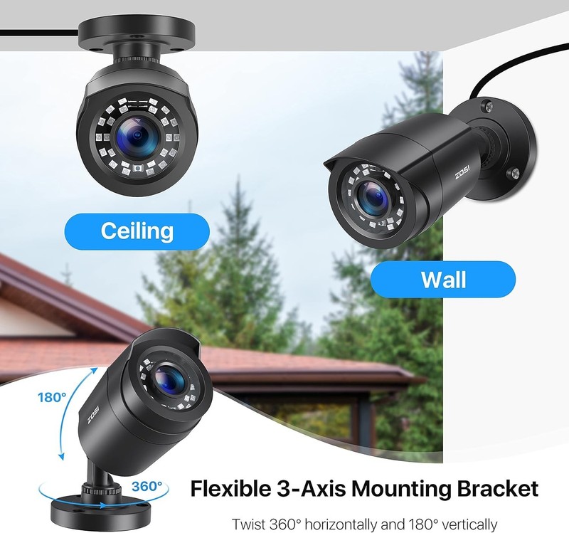 ZOSI 4 Pack 1080P HD TVI Security Cameras Outdoor Indoor CCTV Bullet Camera gallery