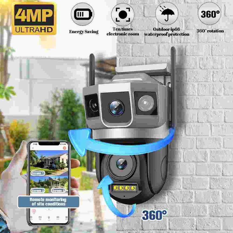 4MP Camaras De Seguridad Exterior Wifi Inalambrica CCTV PTZ Con Visión nocturna