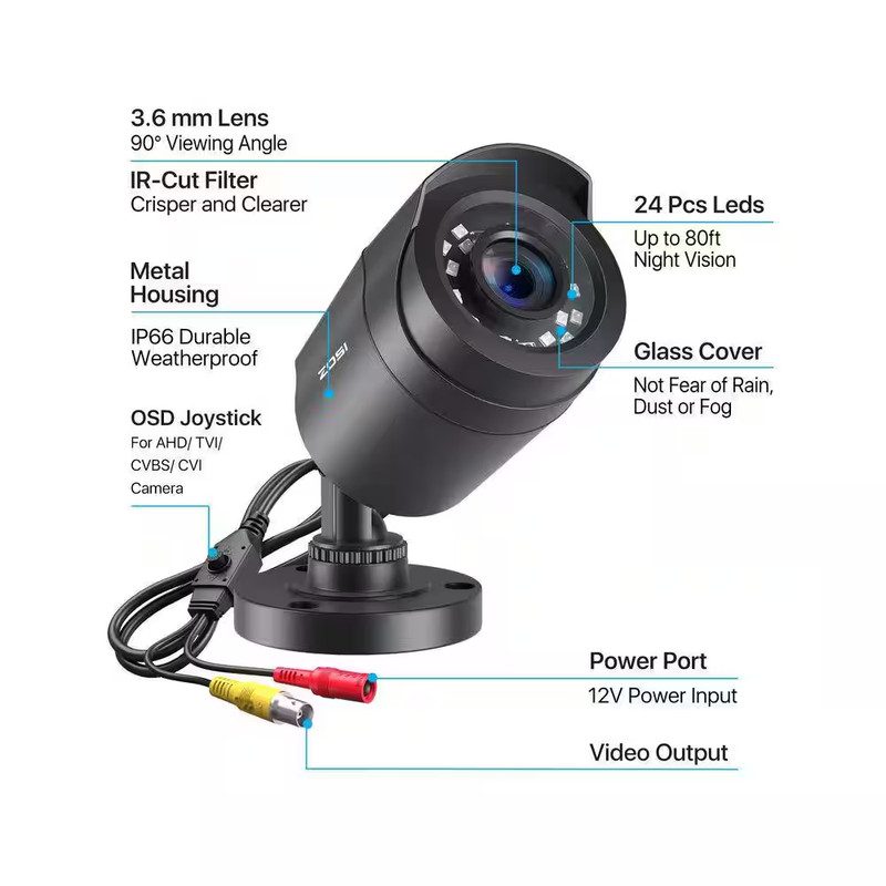 2MP CCTV Hardwired Outdoor Security Camera Hybrid 4-In-1 TVI/CVI/AHD/CVBS for 96 gallery
