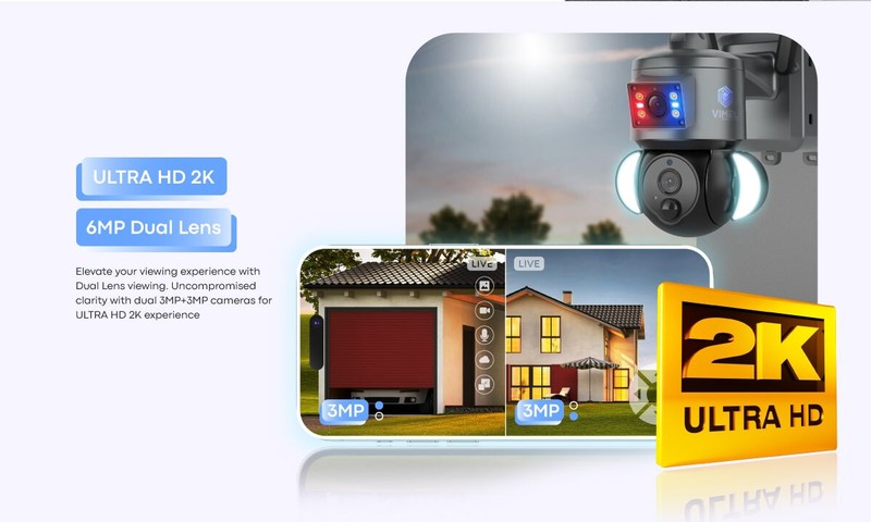 4G Security Camera Two Cams 2K 360 Solar Battery 128GB 24/7 Recording gallery