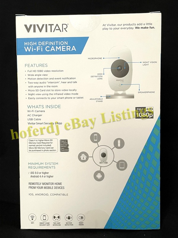 Vivitar IPC-113 1080p Full HD Wi-Fi Smart IP Camera White Motion Detection gallery