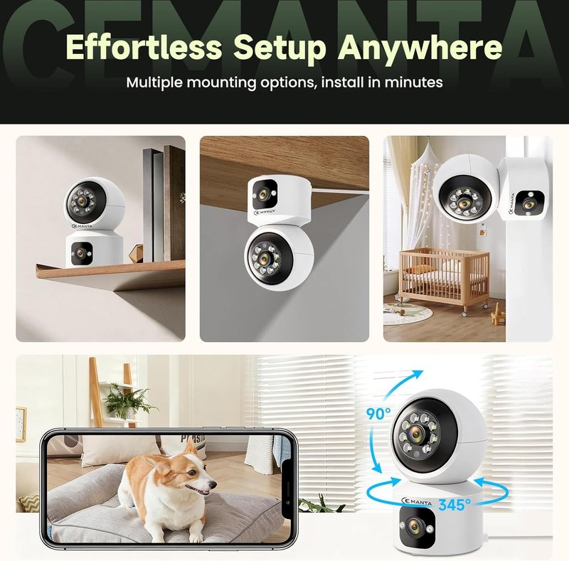 2K Indoor Security Camera, baby monitor, no subscription, 360° Pan, App, Alexa gallery