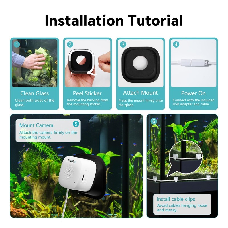 2K AI Reptile Aquarium Camera with Close-Focus Lens for Fish Tank & Terrarium gallery
