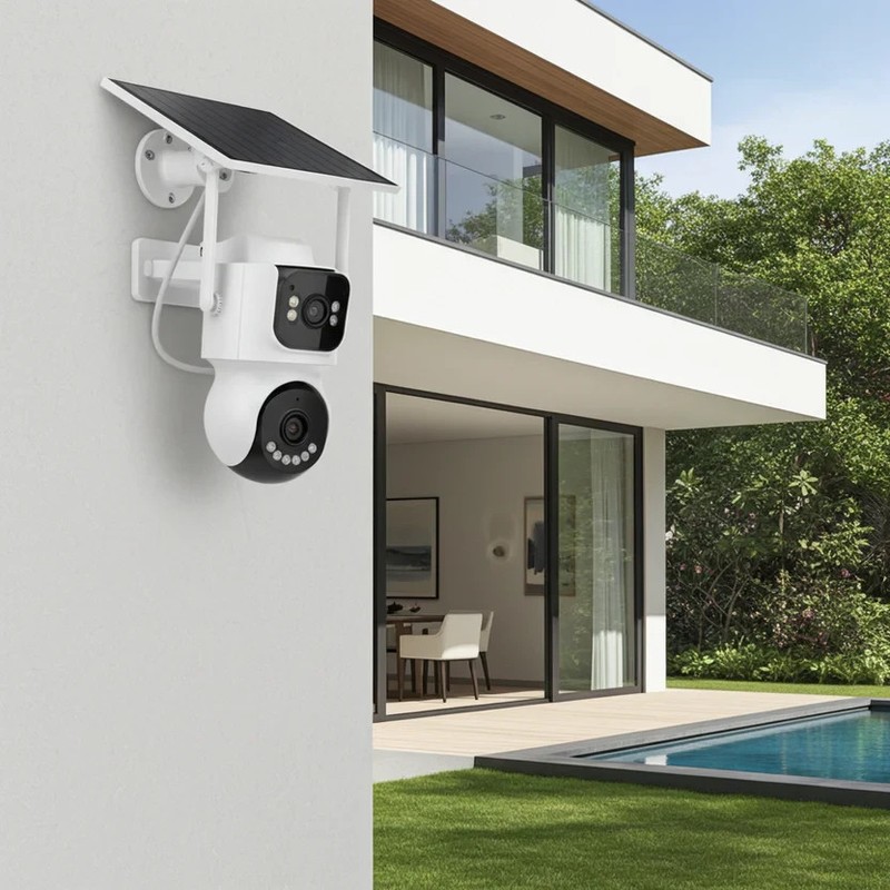 Voltky 2K WiFi Solar Security Camera Dual Lens AI PIR 10X Zoom Night Vision IP66 gallery