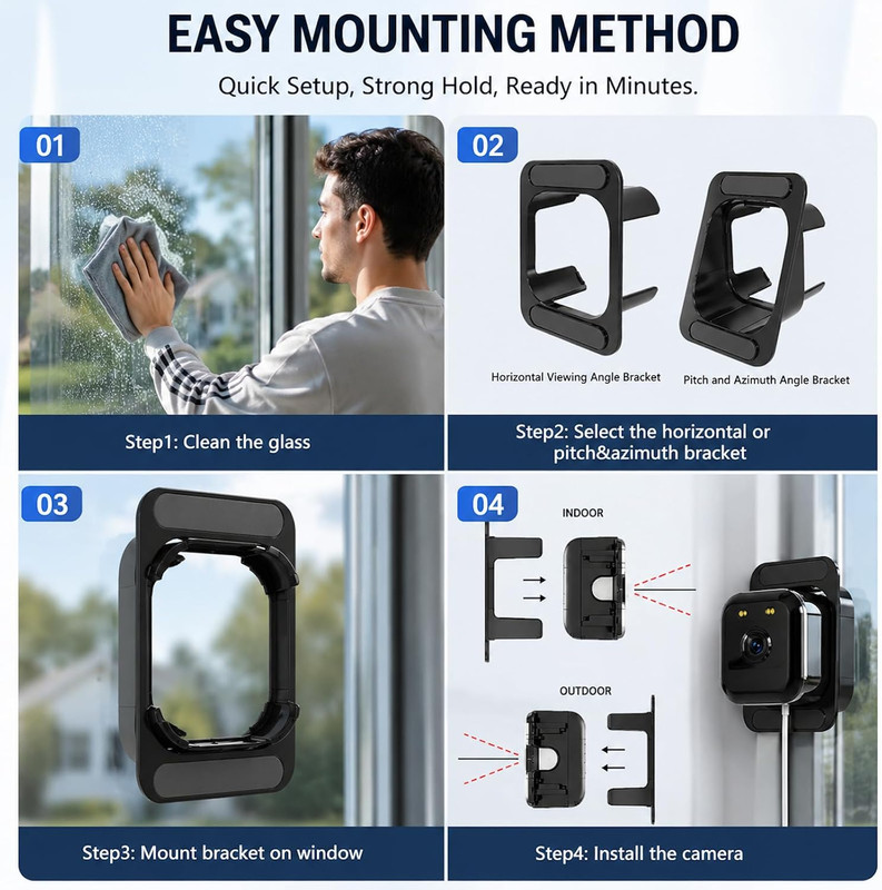 Window Camera 3MP 2K Indoor for Home Security, Color Night Vision - 4Pack | No D gallery