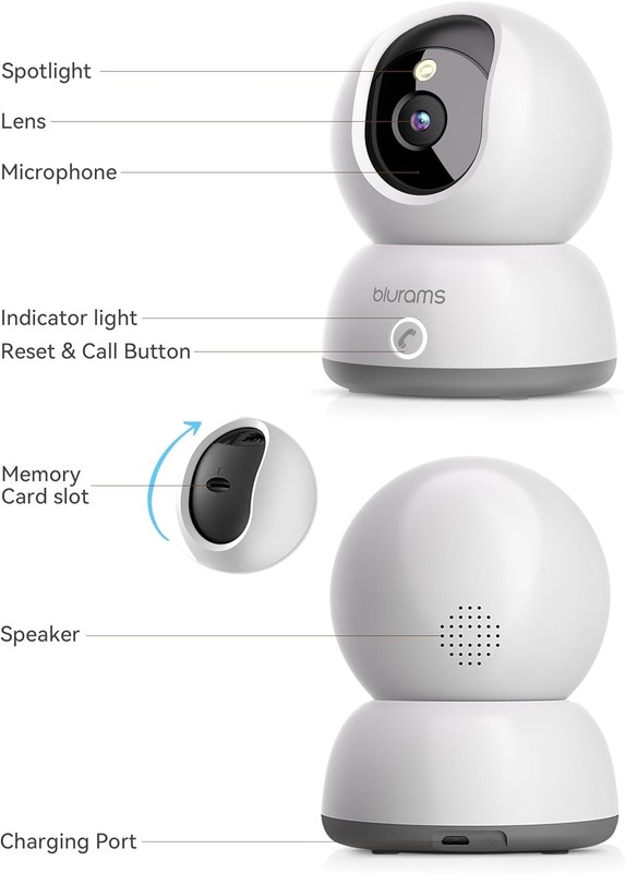 blurams Indoor Security Camera 2K Color Night Vision Pet/Baby Monitor 4PC Refurb gallery