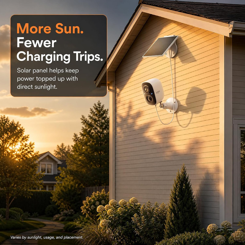 2K Solar-Powered Outdoor Security Camera, Wireless Wifi, Spotlight | Color Night gallery