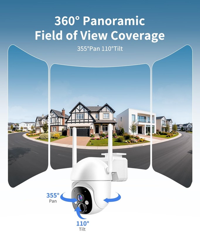 DIDseth 2K Solar Security Cameras Wireless Outdoor, 360° View WiFi P45-J gallery