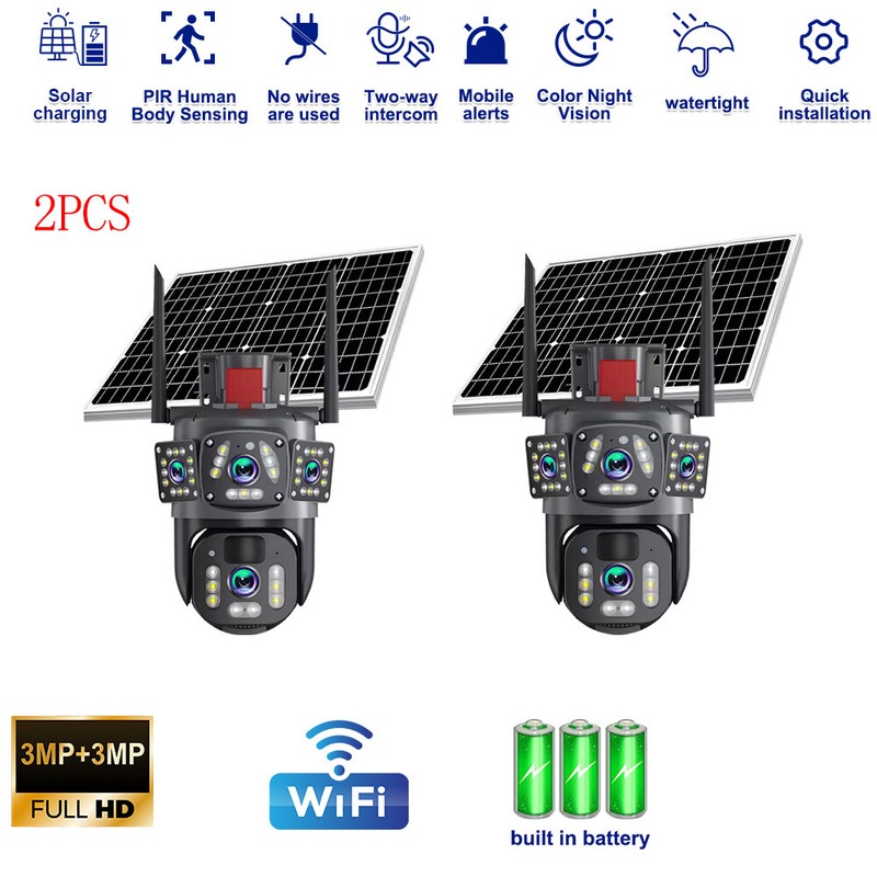 6MP Solar Battery Powered Wireless Security Camera System WiFi IP Outdoor Home