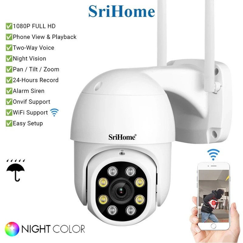 Camera WiFi CCTV 1080P FHD 360° IP Security Cam Night Vision Two-Way Voice gallery