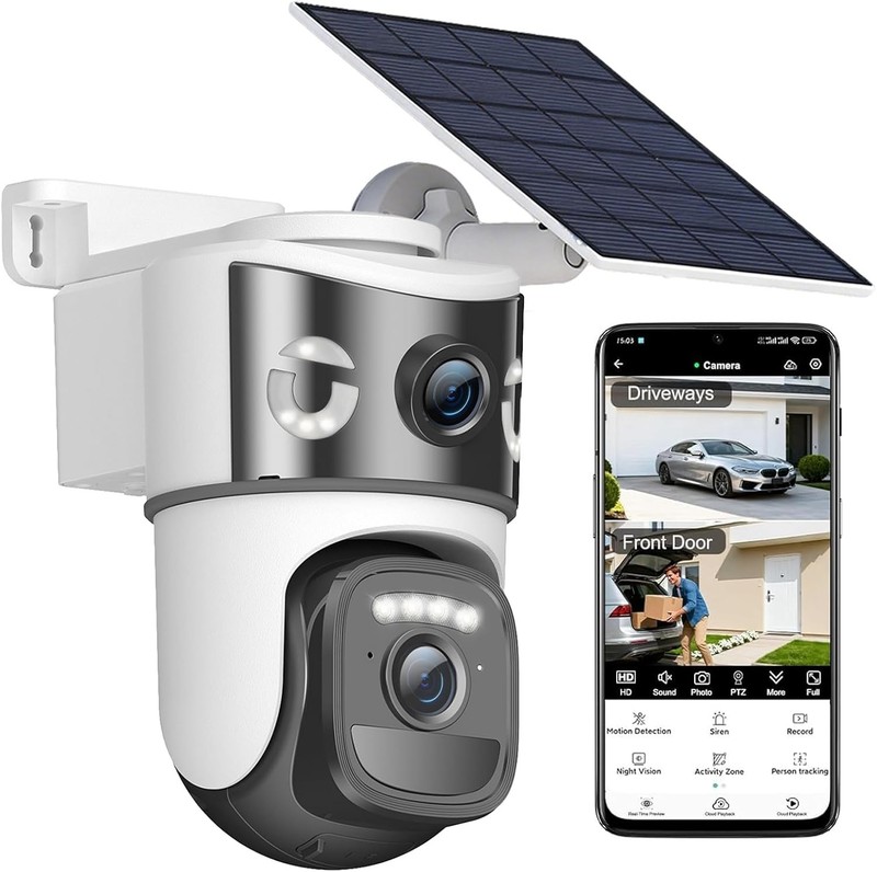 Dual Lens Wireless Solar-Powered Security Camera with 6MP Night Vision gallery