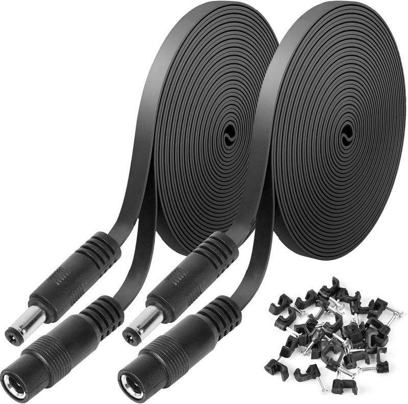 Uogw 2 Pack DC Power Extension Cable 10ft 2.1mm x 5.5mm Compatible with Black