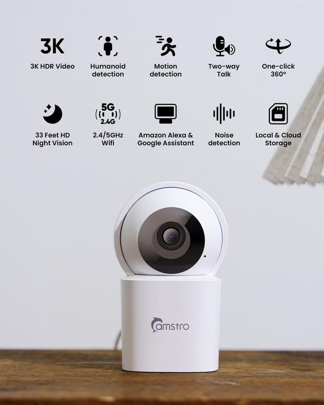 3K Indoor Security Camera 360°PTZ Home Baby/Pet Monitor, Auto Tracking,2.4/5G... gallery