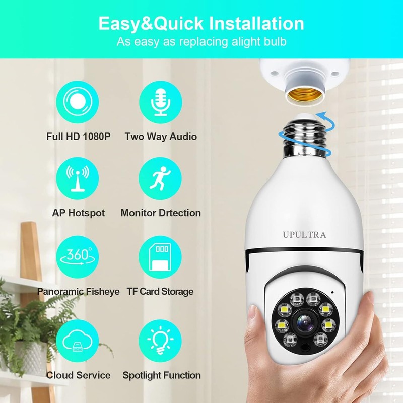1-5X Lot 1080P E27 Light Bulb Security Camera Wireless WiFi 360° IR Night Smart gallery