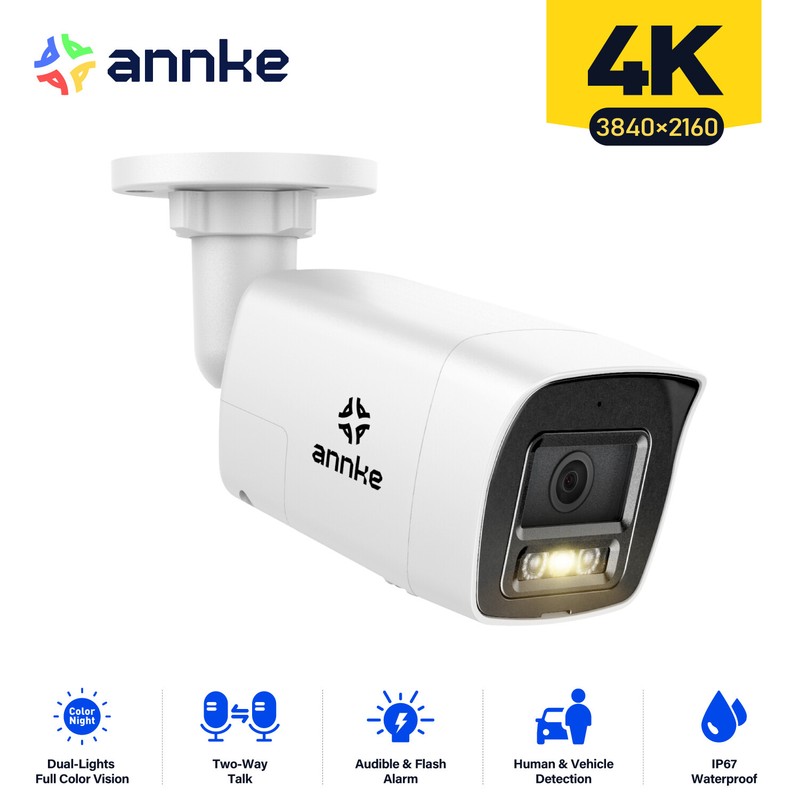 ANNKE 4K POE Security IP Camera CT800 Outdoor AI Color Night Two Way Audio IP67