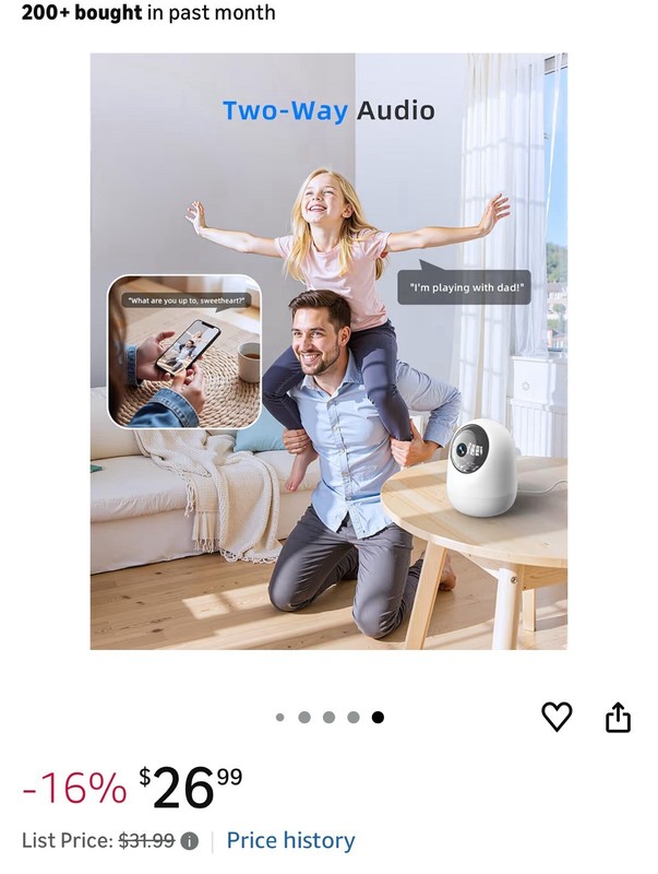 Indoor 5G WiFi Pan Tilt Camera 2.5K 4MP Pet Baby Monitor, Alexa, SD Slot gallery