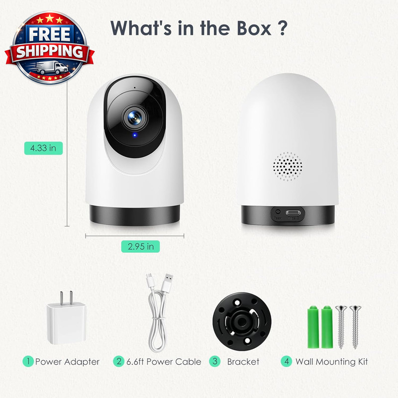Indoor Security Camera, 2.4/5Ghz, 2K 360° Wi-Fi Baby Monitor & Pet Camera W/Moti gallery