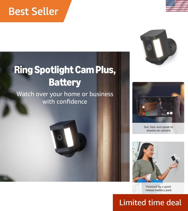 Spotlight Cam Plus, Battery, Black, 1 Camera