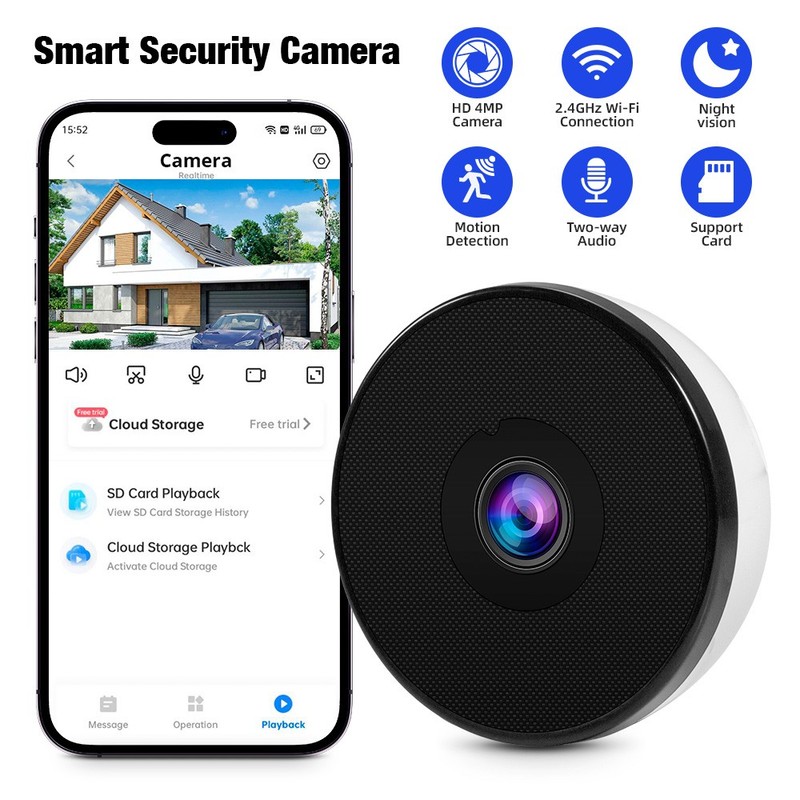 4MP Smart Home Window Camera WiFi Connection 24H Surveillance Night Vision Alert